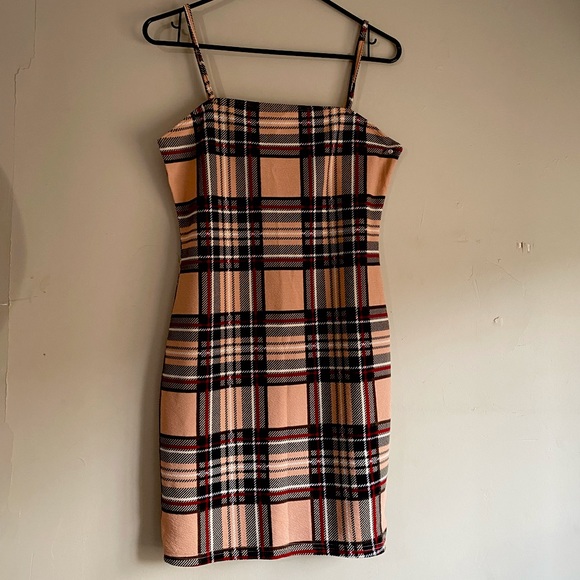 shein plaid bodycon dress SHEIN Essnce Plaid Bodycon Dress